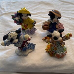 Set of 4 Mary Moo Moos 1998 Customer Appreciation Figurines